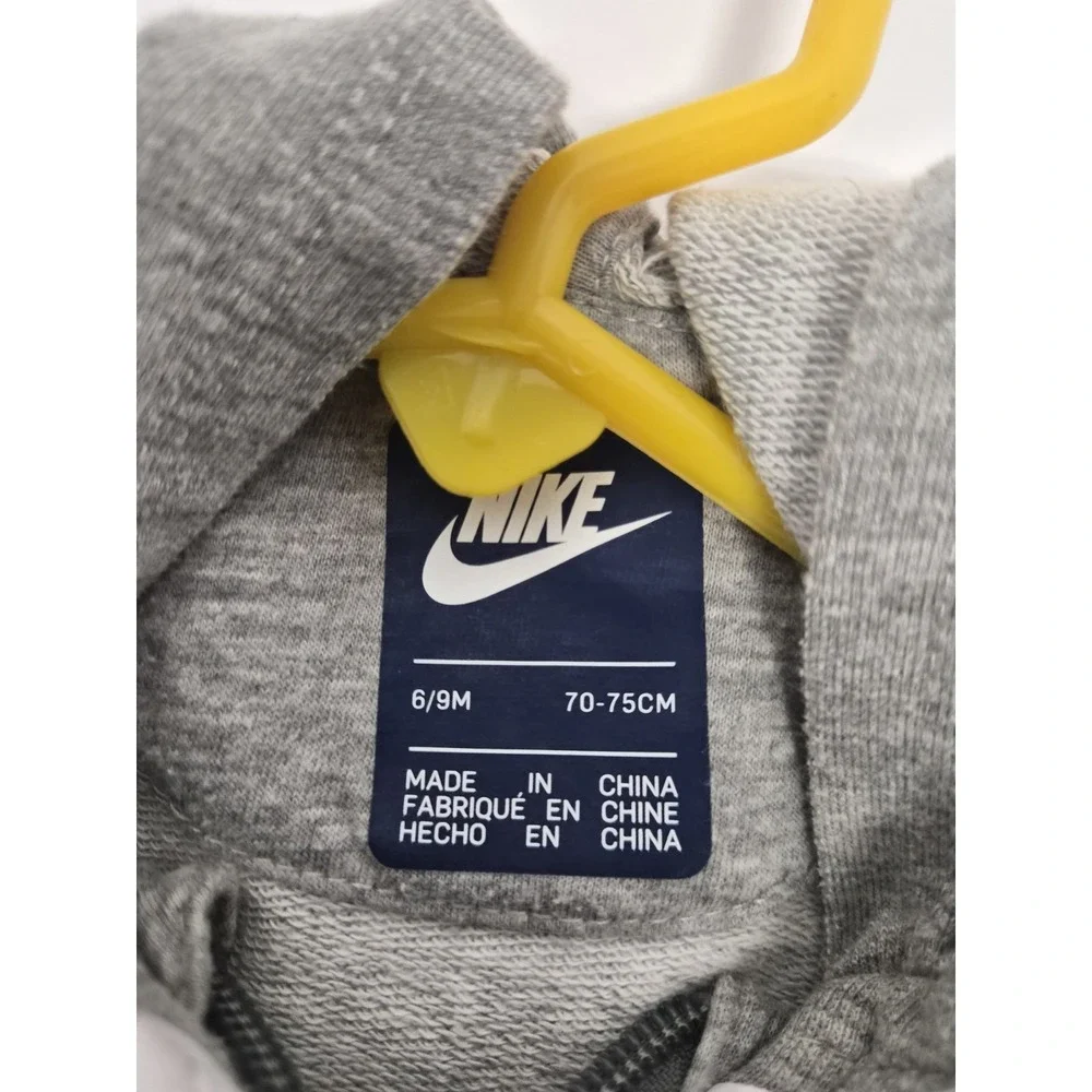 Nike Baby One Piece Hooded Romper Size 6/9 Months‎ Gray Full Zip